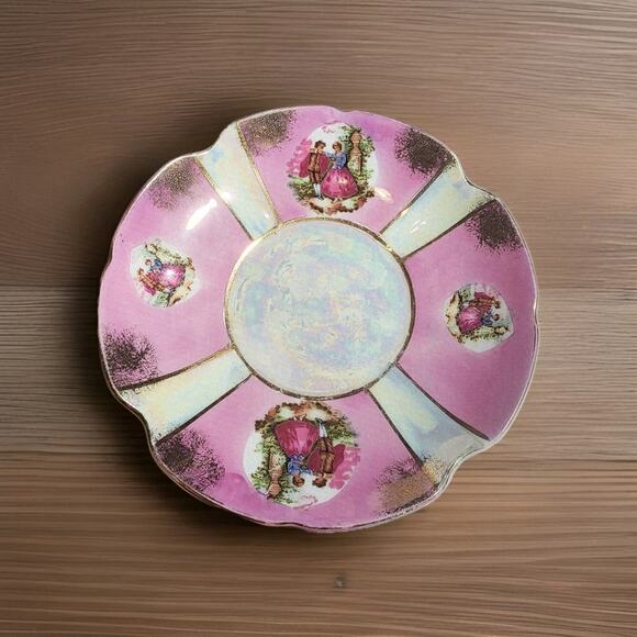 Lefton China Vtg Victoriana Pedestal Teacup Saucer Gold Trim Hand Painted #20336 - Picture 7 of 9